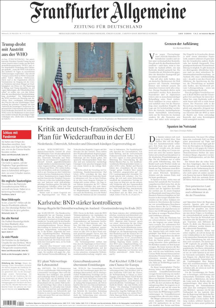 Portada de Frankfurter Allgemeine (Alemania)
