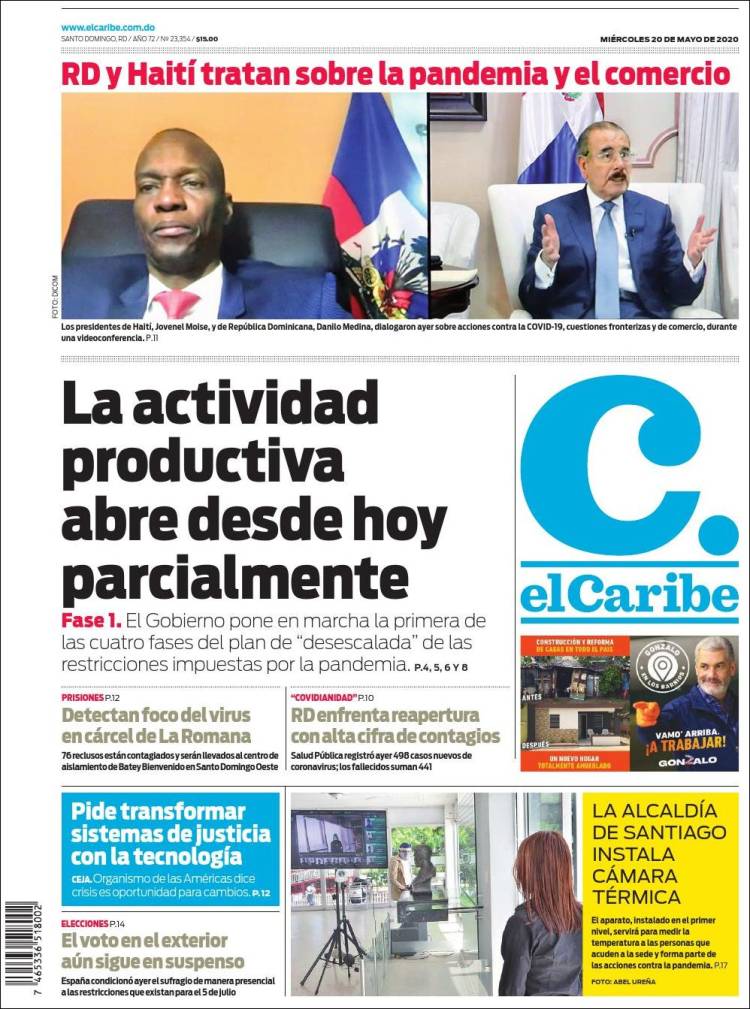 Portada de El Caribe (R. Dominicana)