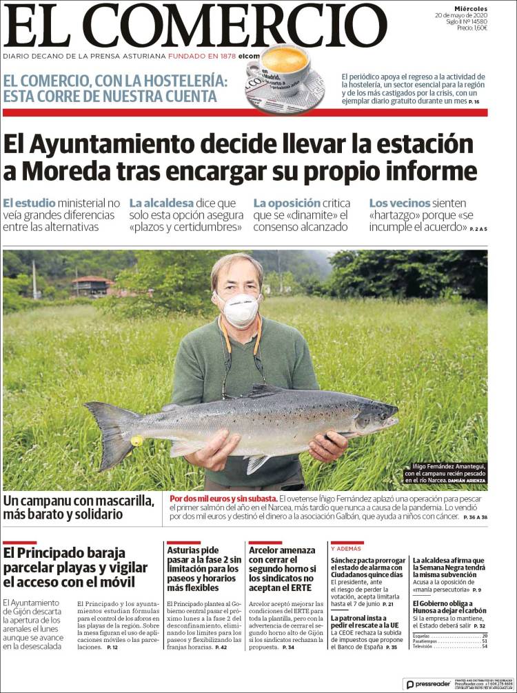 Portada de El Comercio - Gijón (España)