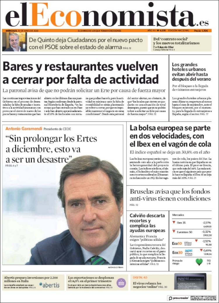 Portada de El Economista (Espa&ntilde;a)