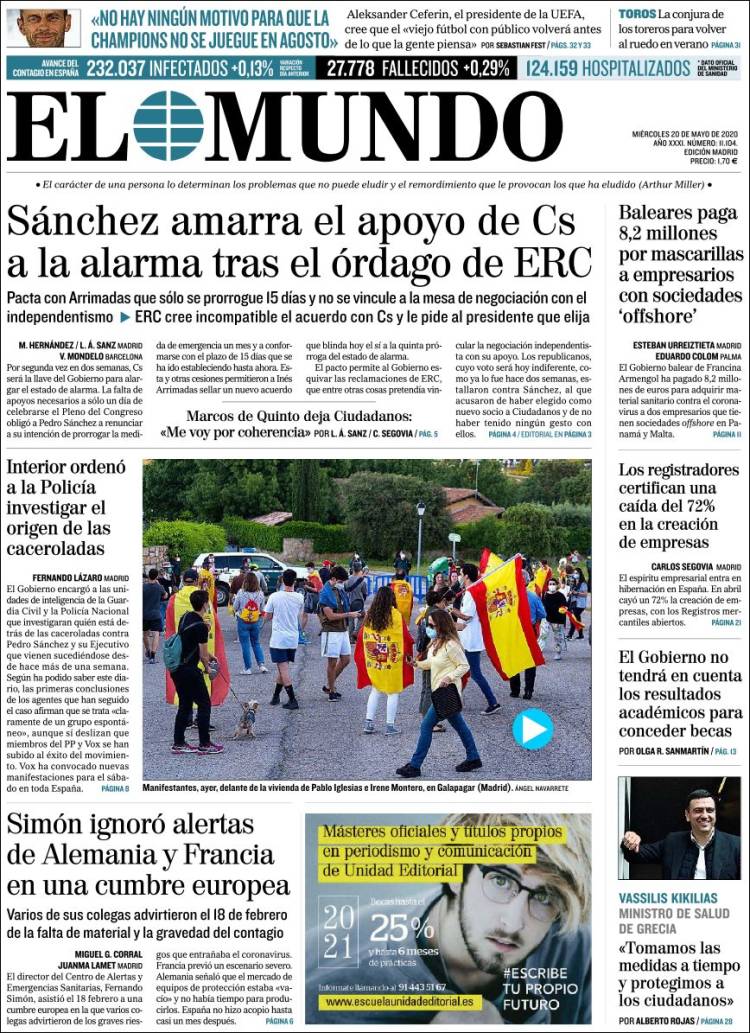 Portada de El Mundo (España)