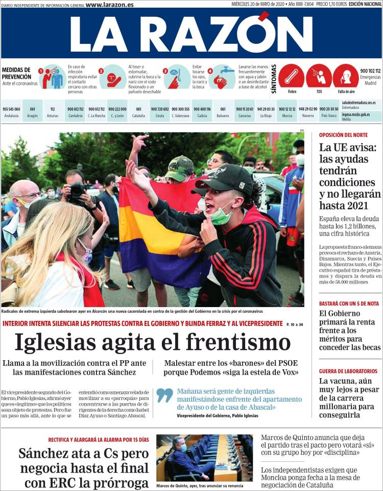 Portada de La Razón (España)
