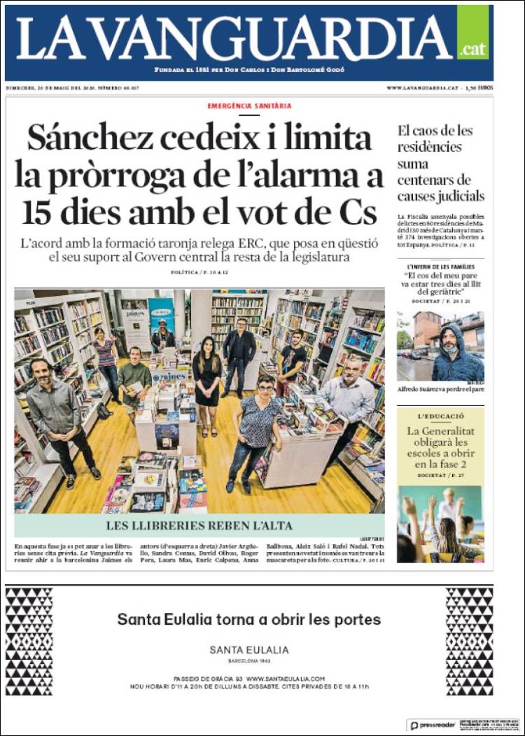 Portada de La Vanguardia (España)