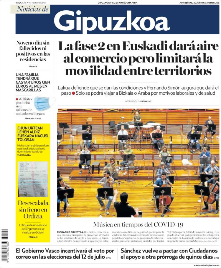 Portada de Noticias de Gipuzkoa (España)