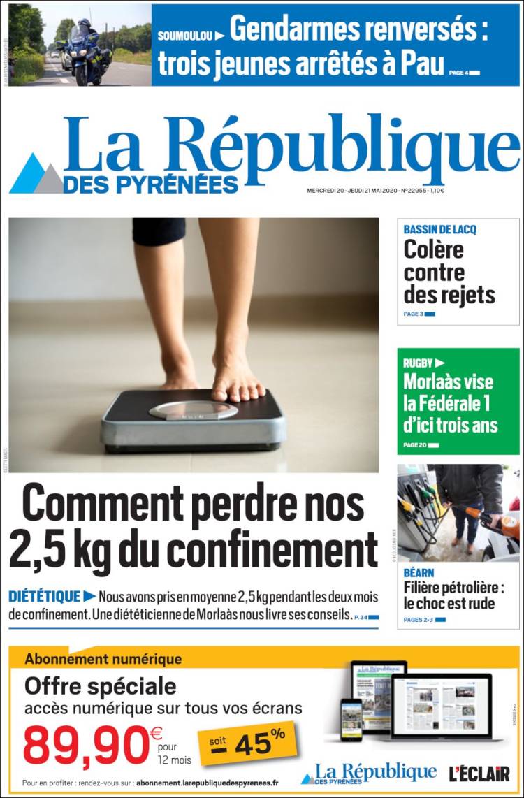 Portada de La République des Pyrénées (Francia)