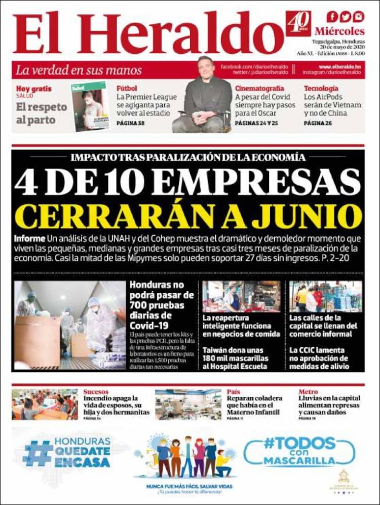 Portada de El Heraldo (Honduras)