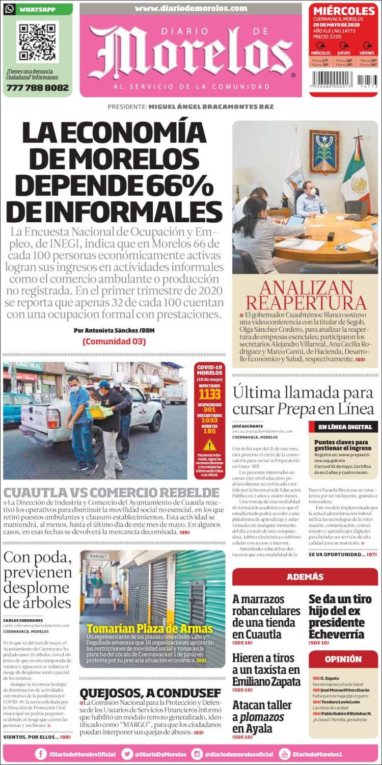 Portada de Diario de Morelos (Mexico)