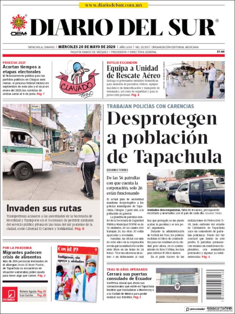 Portada de El Diario del Sur (Mexico)