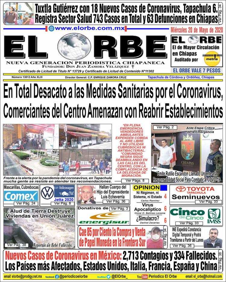 Portada de El Orbe (Mexico)