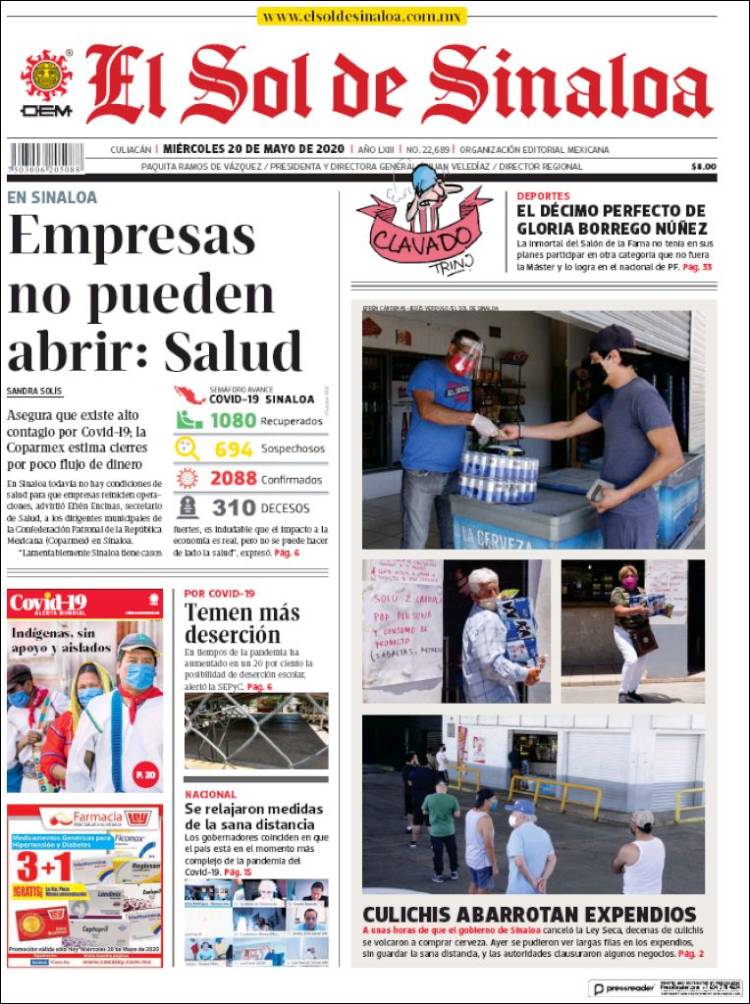 Portada de El Sol de Sinaloa (Mexico)