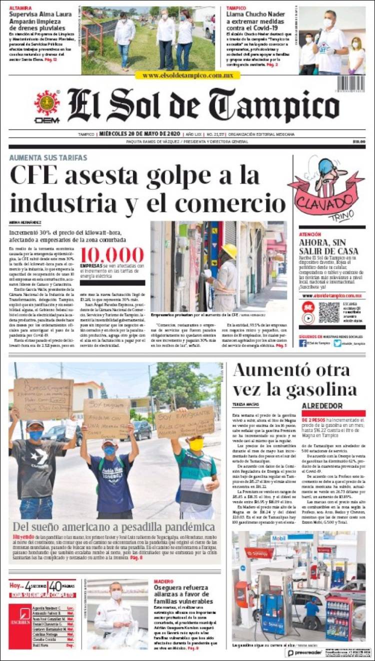 Portada de El Sol de Tampico (Mexico)