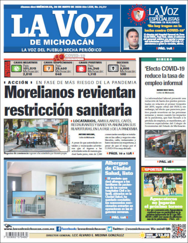 Portada de La Voz de Michoacán (Mexico)