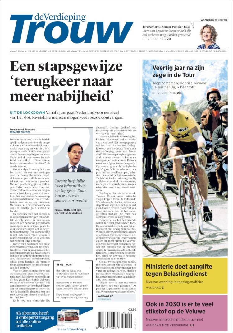 Portada de Trouw (Pa&iacute;ses Bajos)