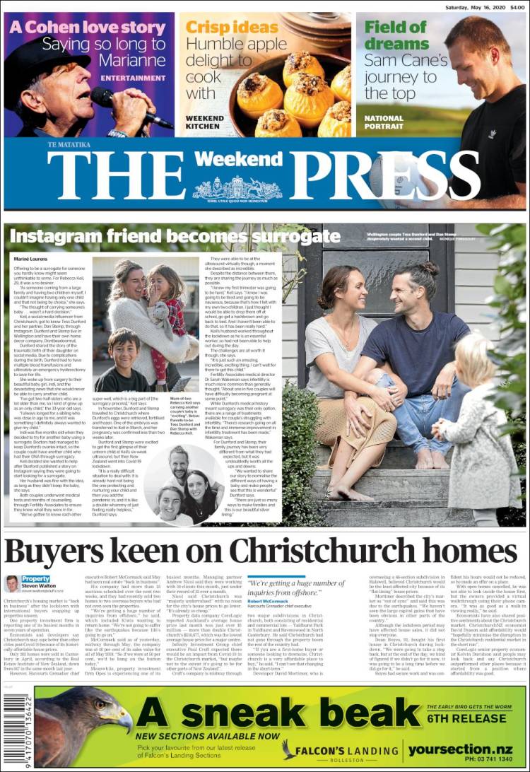 Portada de The Press (Nueva Zelanda)