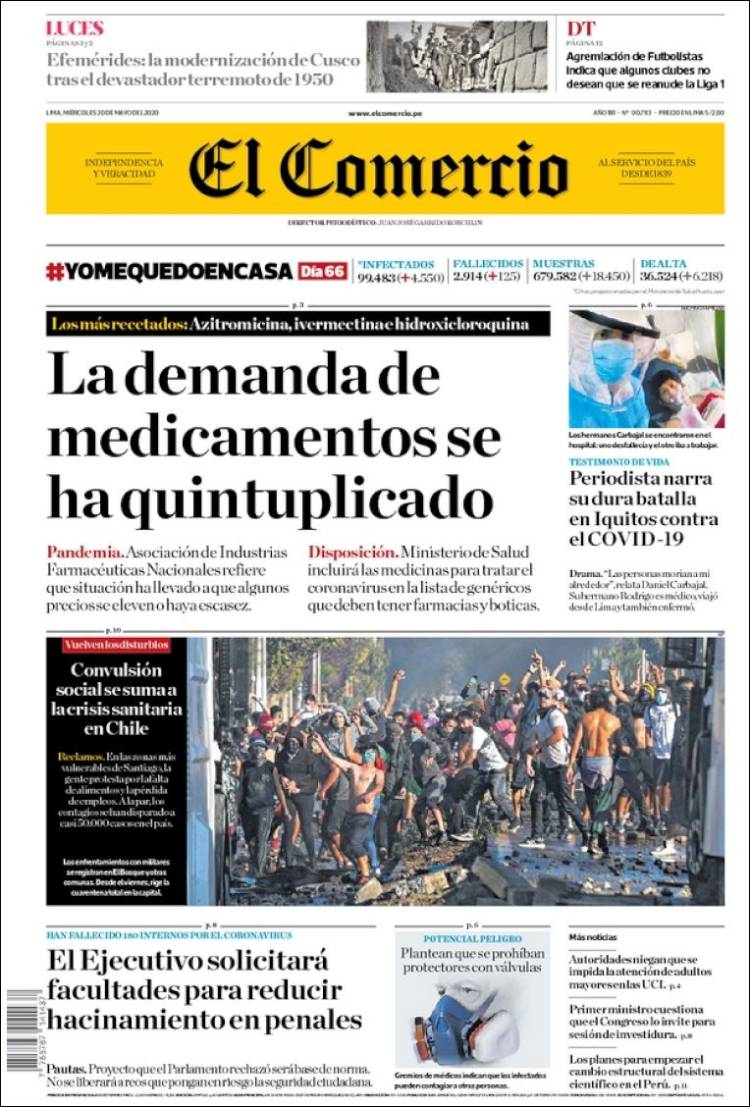 Portada de El Comercio (Perú)