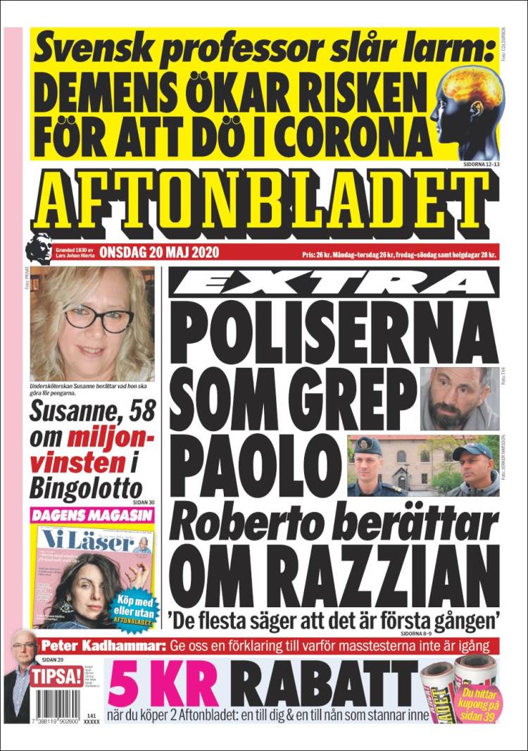 Portada de Aftonbladet (Suecia)