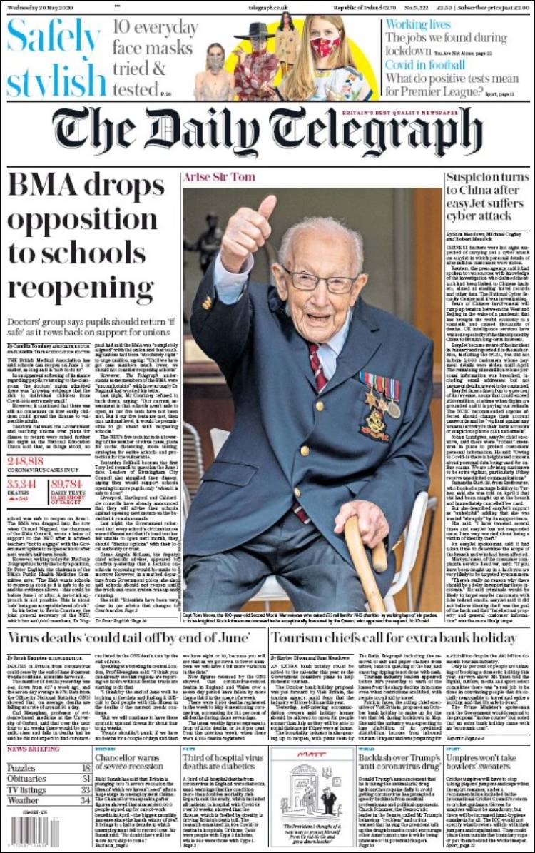 Portada de Daily Telegraph (Reino Unido)