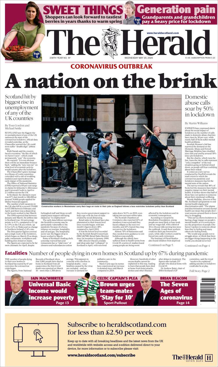 Portada de The Herald (Reino Unido)