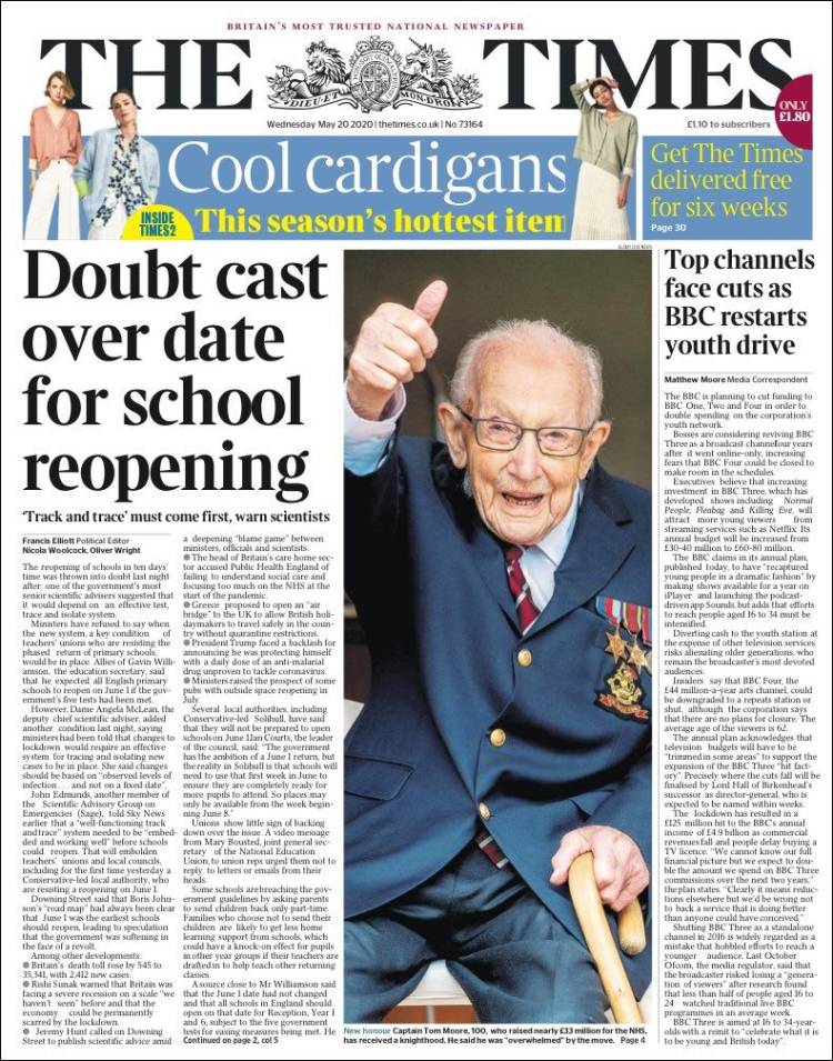 Portada de The Times (Reino Unido)