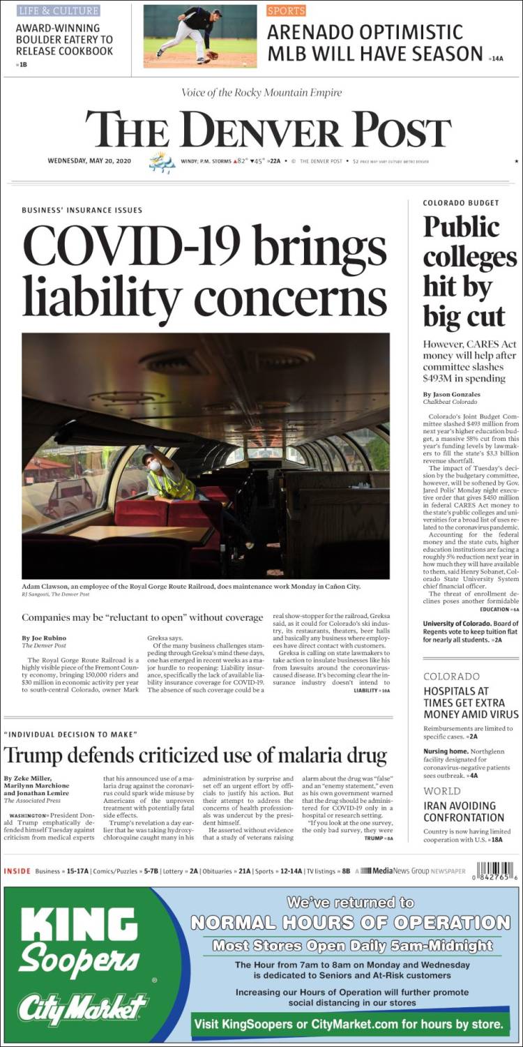 Portada de The Denver Post (USA)