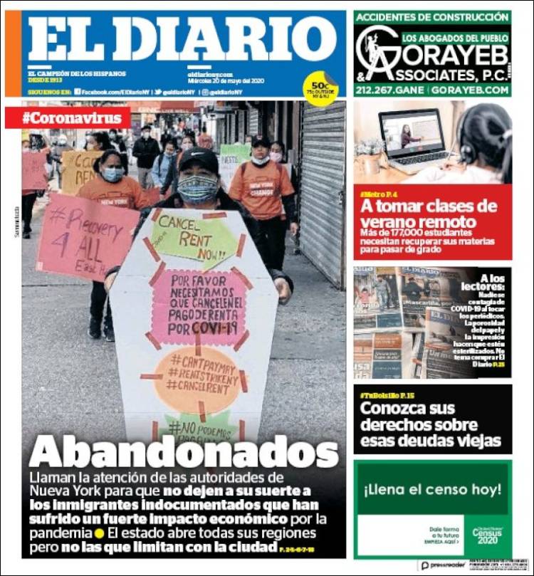 Portada de El Diario NY (USA)