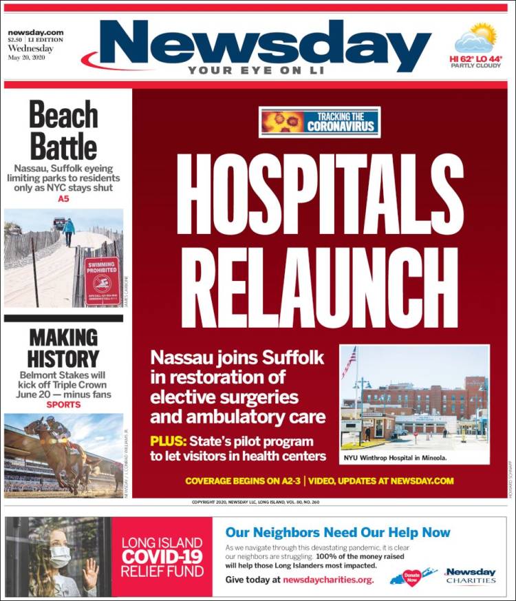 Portada de Newsday (USA)