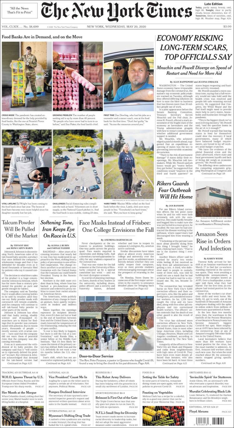 Portada de New York Times (USA)