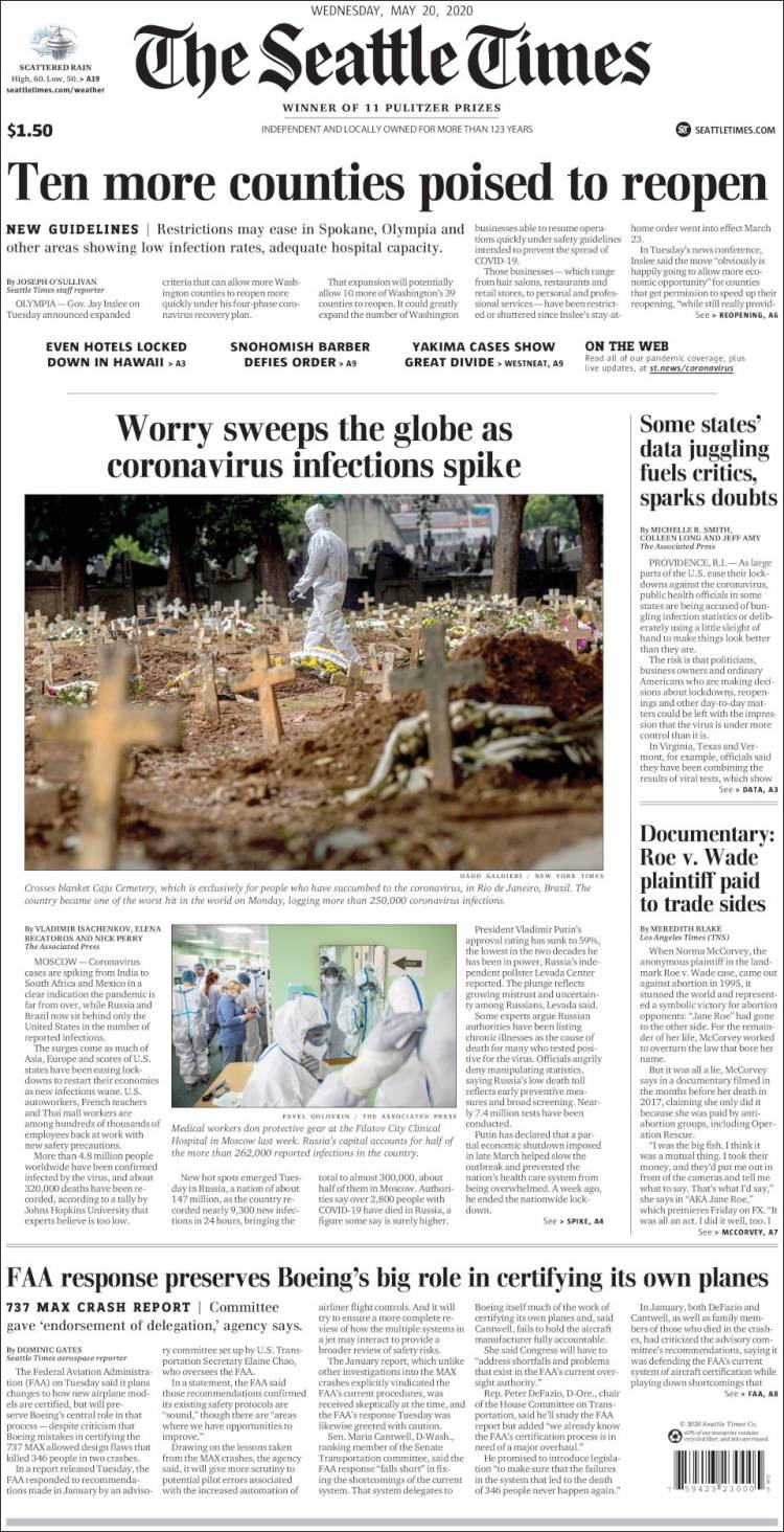 Portada de Seattle Times (USA)