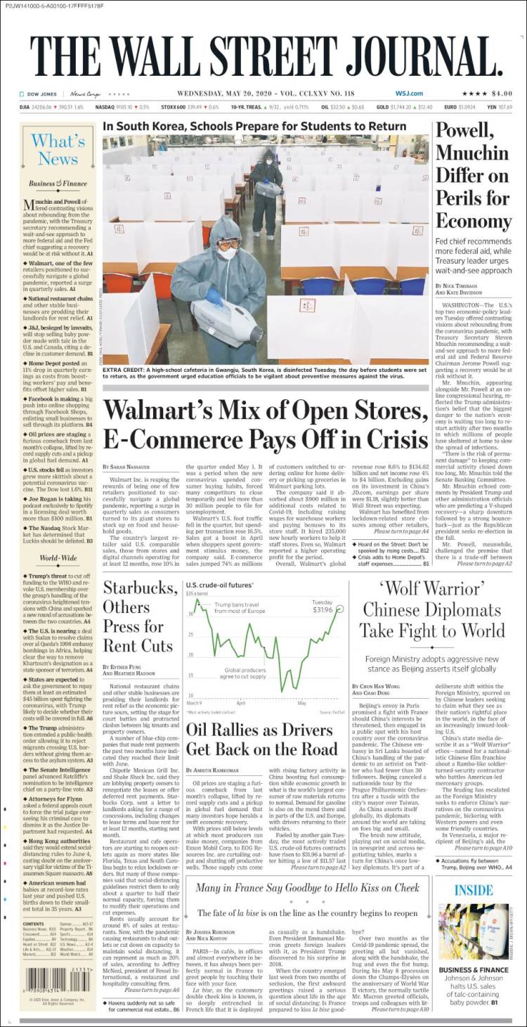 Portada de Wall Street Journal (USA)