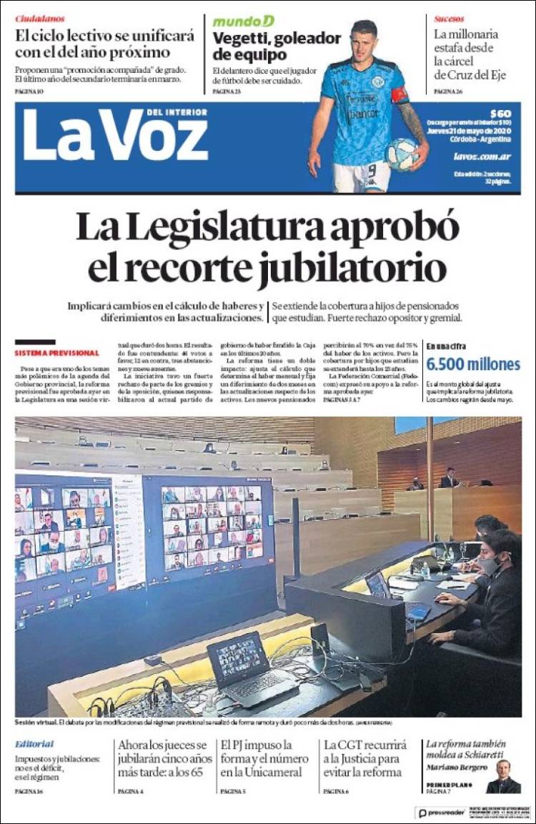 Portada de La Voz del Interior (Argentina)