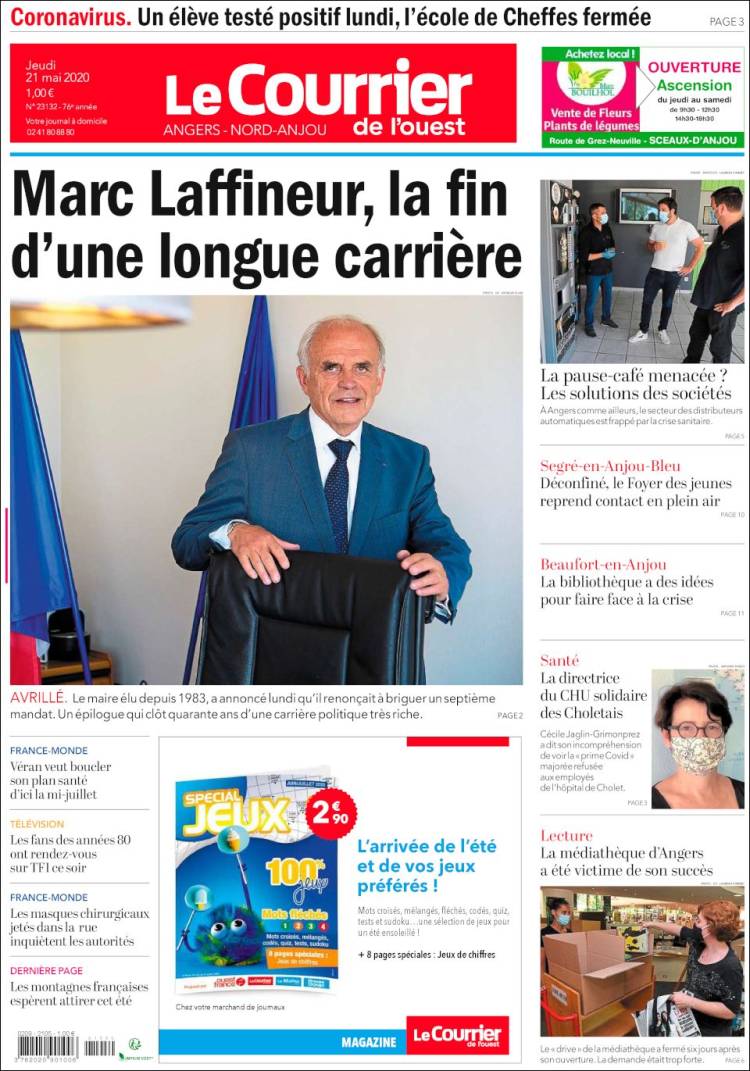 Portada de Le Courrier de l'Ouest (France)