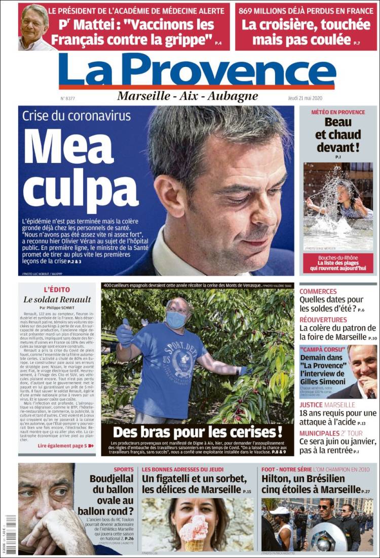 Portada de La Provence (Francia)