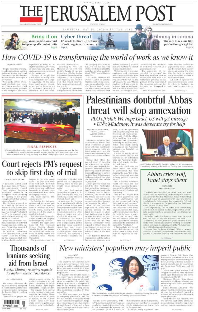 Portada de The Jerusalem Post (Israel)