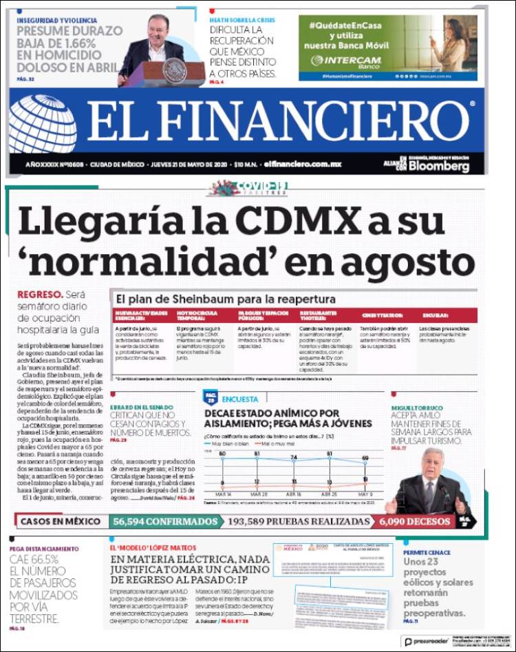 Portada de El Financiero (M&eacute;xico)