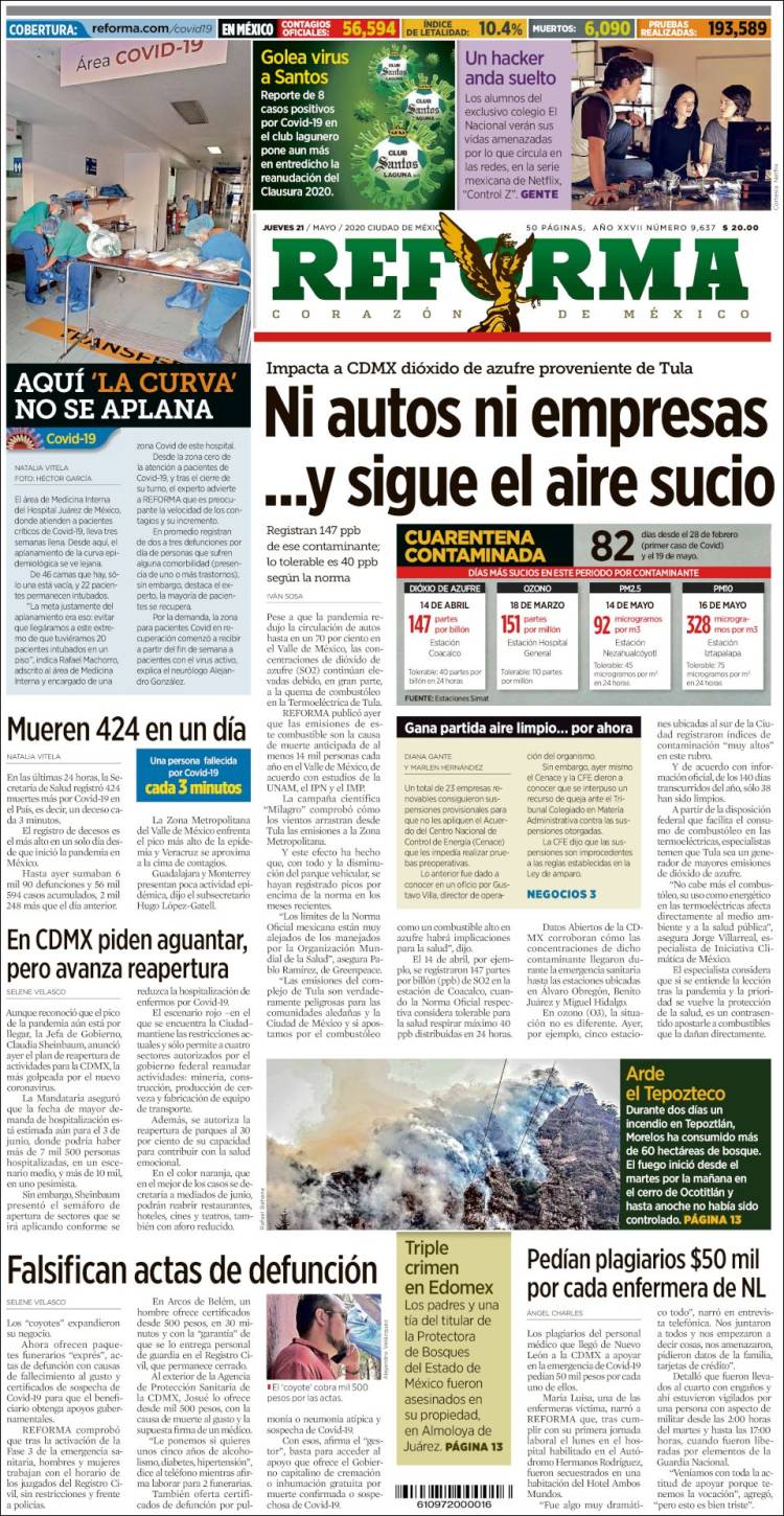 Portada de Reforma (M&eacute;xico)