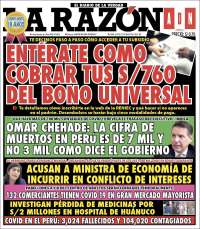 Portada de La Razón (Per&uacute;)