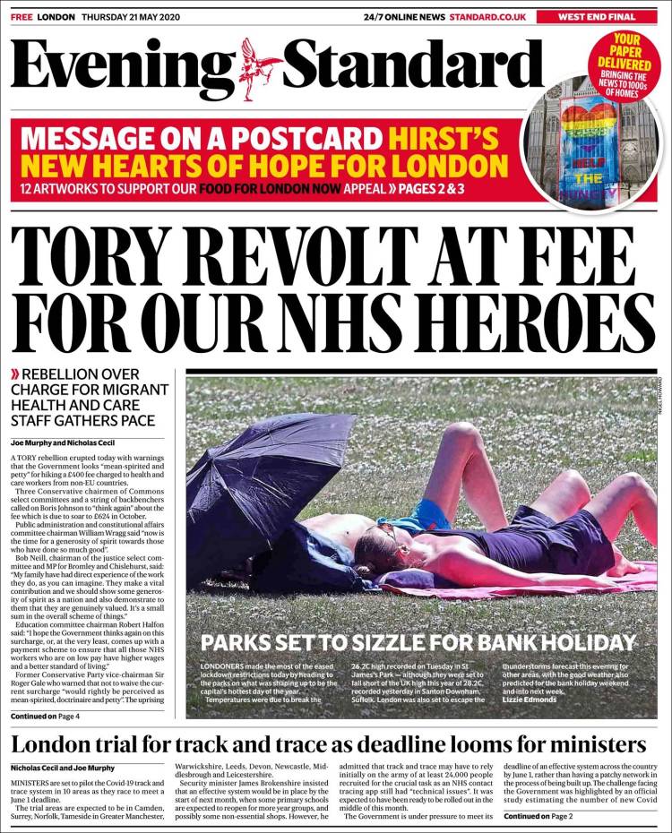 Portada de Evening Standard (Reino Unido)