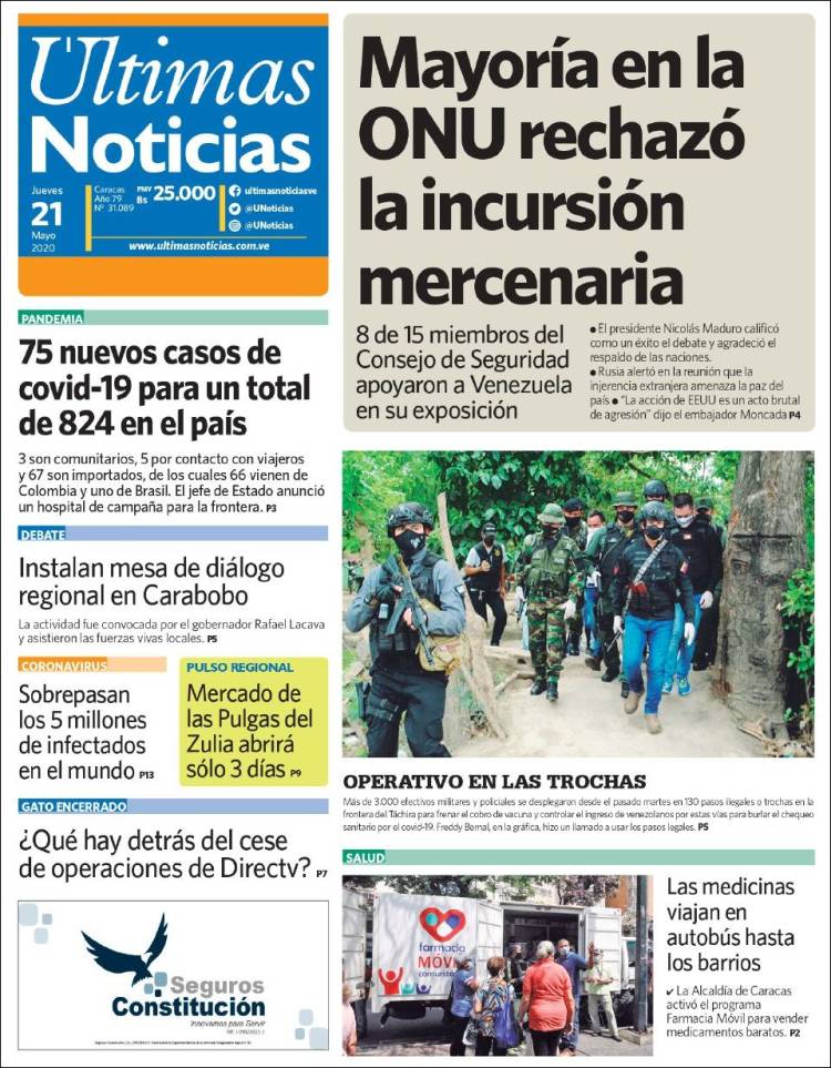 Portada de Últimas Noticias (Venezuela)