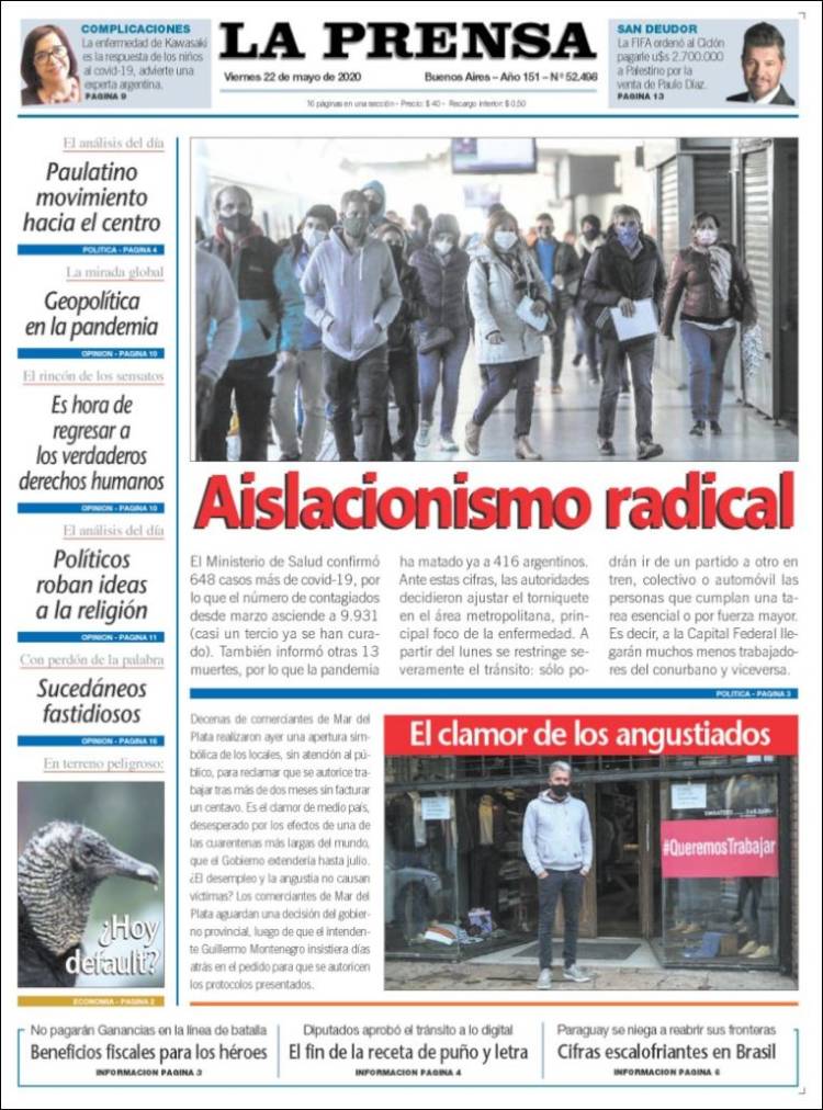 Portada de La Prensa (Argentina)