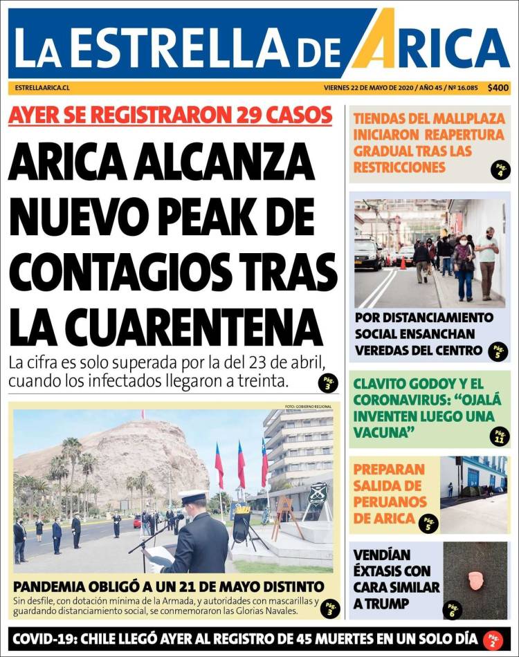 Portada de La Estrella de Arica (Chile)