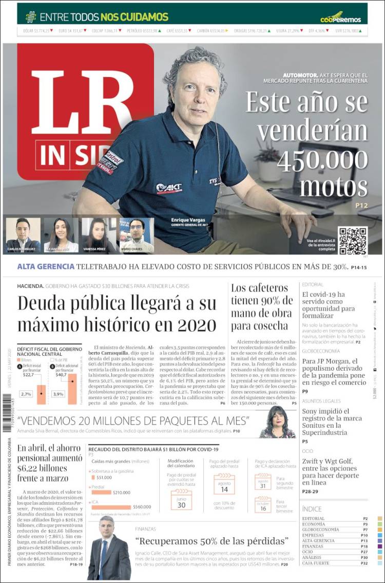 Portada de La Republica (Colombia)