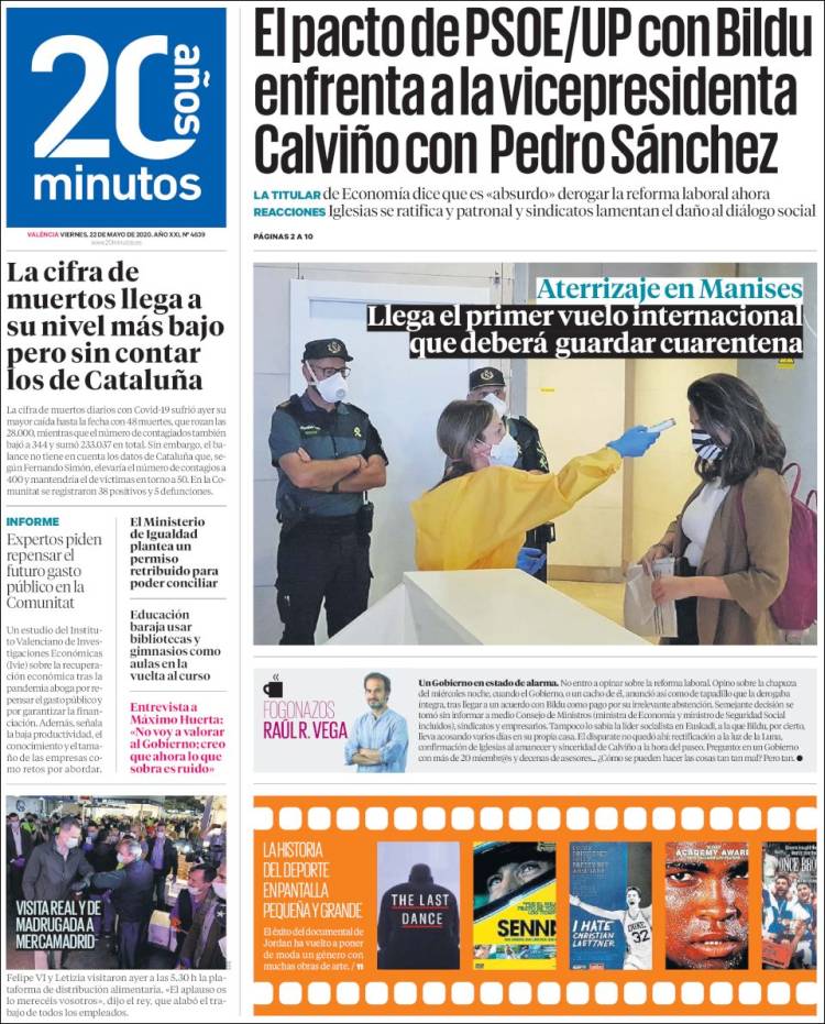 Portada de 20 Minutos - Valencia (Spain)