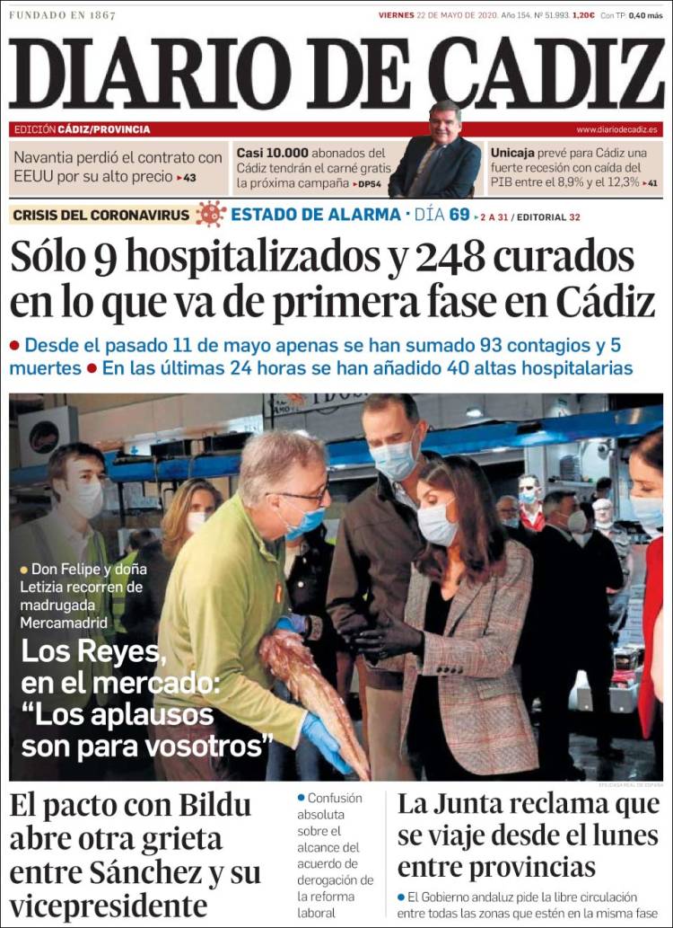 Portada de Diario de Cádiz (España)