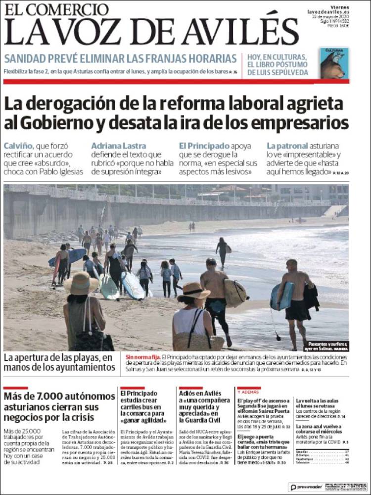 Portada de El Comercio - Avilés (España)