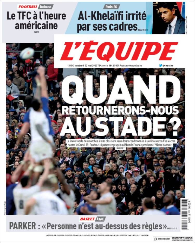 Portada de L'Equipe (Francia)
