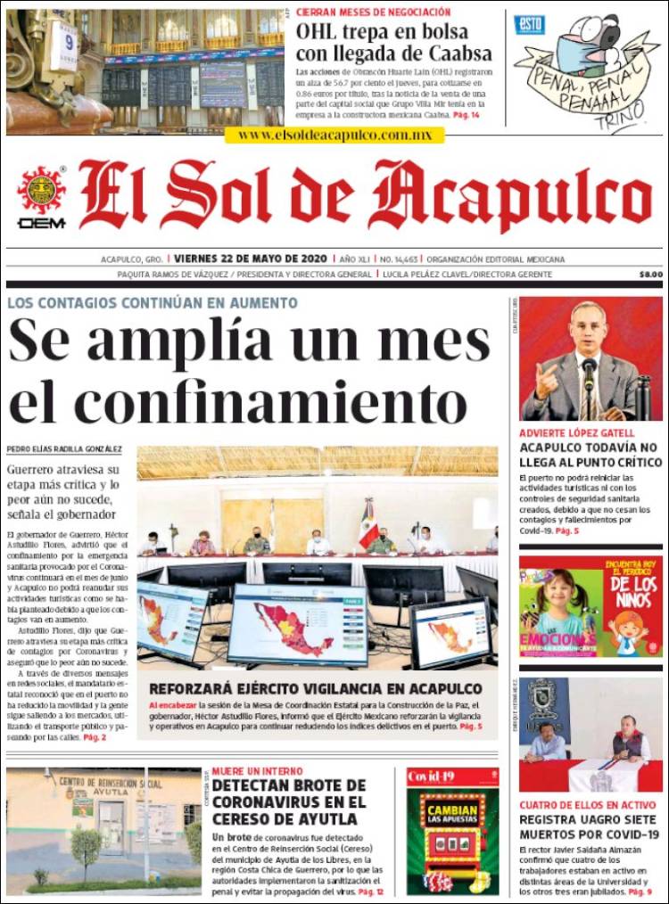 Portada de El Sol de Acapulco (México)