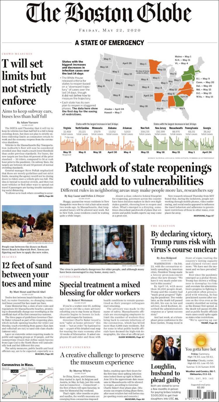 Portada de Boston Globe (USA)