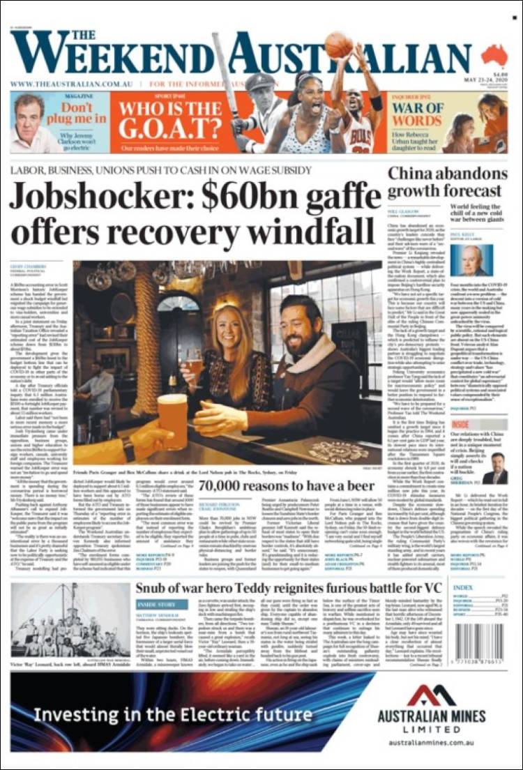 Portada de The Australian (Australia)