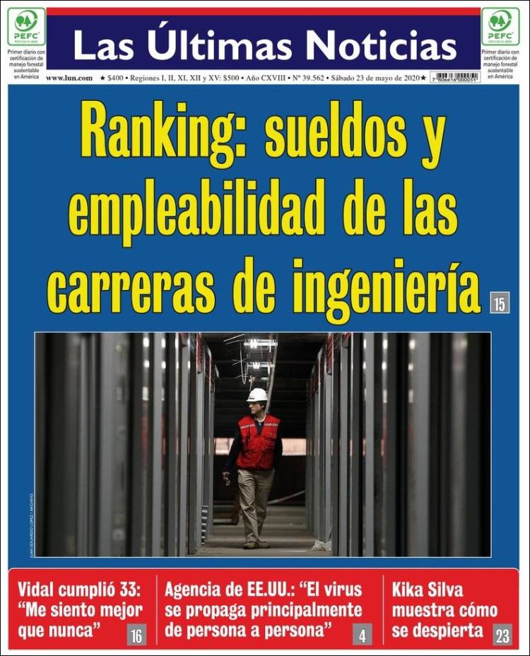 Portada de Las Últimas Noticias (Chile)