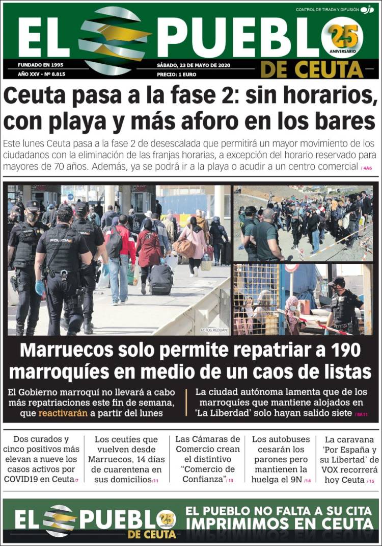 Portada de El Pueblo de Ceuta (España)